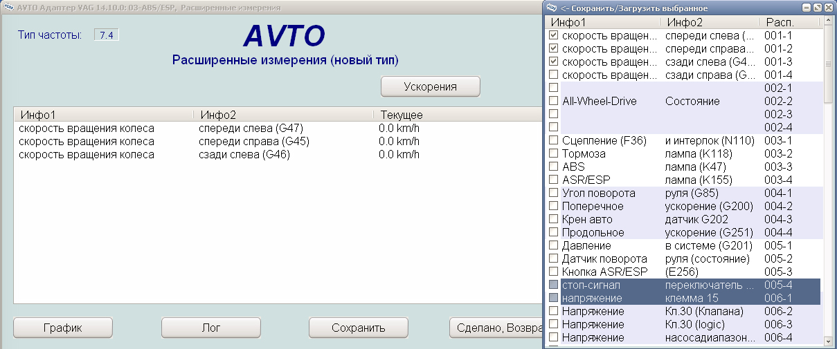 VCDS измерения по русски