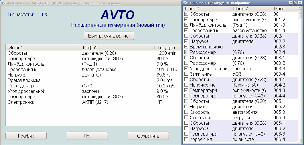 VCDS новый тип измерений